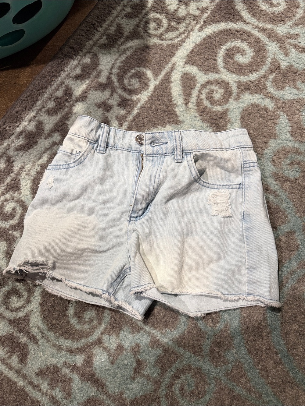 Justice Light Blue Distressed Denim Shorts